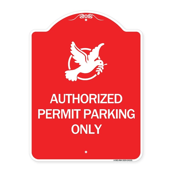 Signmission Authorized Church Parking W/ Graphic, Red & White Aluminum Sign, 18" x 24", RW-1824-24331 A-DES-RW-1824-24331 - main
